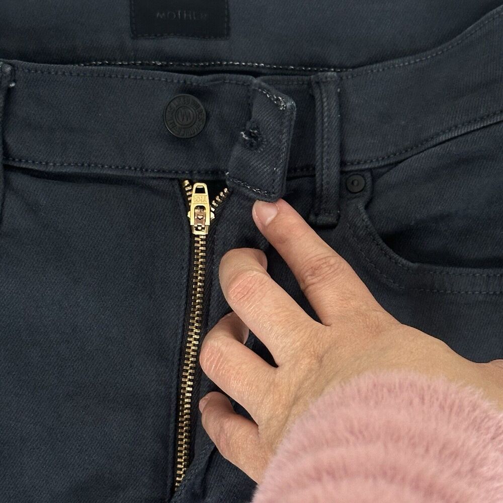 Mother The Insider Crop Step Fray Jeans Second Chance Faded Black Women's Sz 27 - Picture 13 of 16